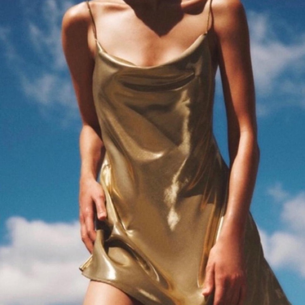 ZARA ✨💛 Gold Satin Slip Dress Sz Sm